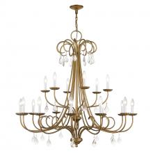  40870-48 - 18 Light Antique Gold Leaf Extra Large Chandelier with Clear Crystals
