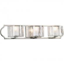  P3077-104WB - Caress Collection Three-Light Polished Nickel Clear Water Glass Luxe Bath Vanity Light