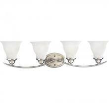  P3193-09 - Trinity Collection Four-Light Brushed Nickel Etched Glass Traditional Bath Vanity Light