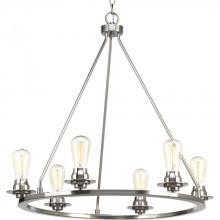  P400015-009 - Debut Collection Six-Light Brushed Nickel Farmhouse Chandelier Light