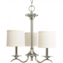  P4632-09 - Inspire Collection Three-Light Brushed Nickel Off-White Linen Shade Traditional Chandelier Light