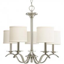  P4635-09 - Inspire Collection Five-Light Brushed Nickel Off-White Linen Shade Traditional Chandelier Light