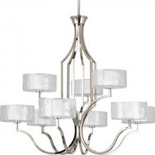  P4646-104WB - Caress Collection Nine-Light Polished Nickel Clear Water Glass Luxe Chandelier Light