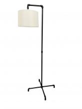  ST601-BLK - Studio Industrial Black Downbridge Floor Lamp With Fabric Shade