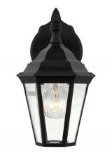  88937-12 - Bakersville traditional 1-light outdoor exterior small wall lantern sconce in black finish with clea