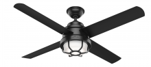  55086 - Hunter 54 inch Searow Matte Black WeatherMax Indoor / Outdoor Ceiling Fan with LED Light Kit and Wal