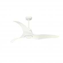 Hunter 52439 - Hunter 60 inch Arwen Porcelain White Damp Rated Ceiling Fan with LED Light Kit and Handheld Remote