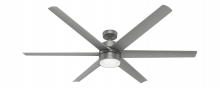  59629 - Hunter 72 inch Solaria Matte Silver Damp Rated Ceiling Fan with LED Light Kit and Wall Control