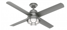  55085 - Hunter 54 inch Searow Matte Silver WeatherMax Indoor / Outdoor Ceiling Fan with LED Light Kit and Wa