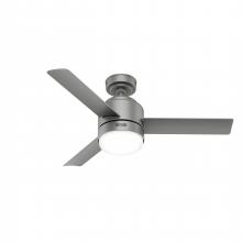  51845 - Hunter 44 inch Gilmour Matte Silver Damp Rated Ceiling Fan with LED Light Kit and Handheld Remote