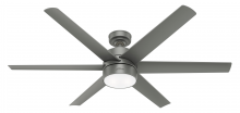  59625 - Hunter 60 inch Solaria Matte Silver Damp Rated Ceiling Fan with LED Light Kit and Wall Control