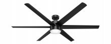  59628 - Hunter 72 inch Solaria Matte Black Damp Rated Ceiling Fan with LED Light Kit and Wall Control