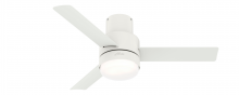  51334 - Casablanca 44 inch Gilmour Matte White Low Profile Damp Rated Ceiling Fan with LED Light Kit and Han