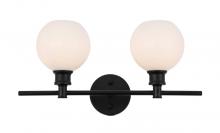  LD2315BK - Collier 2 Light Black and Frosted White Glass Wall Sconce