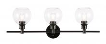  LD2318BK - Collier 3 Light Black and Clear Glass Wall Sconce