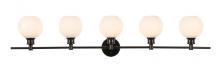  LD2327BK - Collier 5 Light Black and Frosted White Glass Wall Sconce
