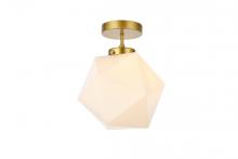  LD2347BR - Lawrence 1 Light Brass and White Glass Flush Mount