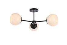  LD649F26BK - Briggs 26 Inch Flush Mount in Black with White Shade