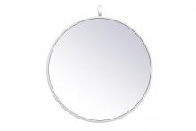  MR4718WH - Metal Frame Round Mirror with Decorative Hook 18 Inch in White