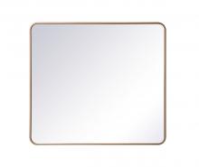 MR803640BR - Soft Corner Metal Rectangular Mirror 36x40 Inch in Brass