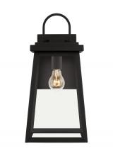  8748401EN7-12 - Founders modern 1-light LED outdoor exterior large wall lantern sconce in black finish with clear gl