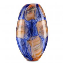  1200-0562 - Negroli Blue & Orange Glass Vase
